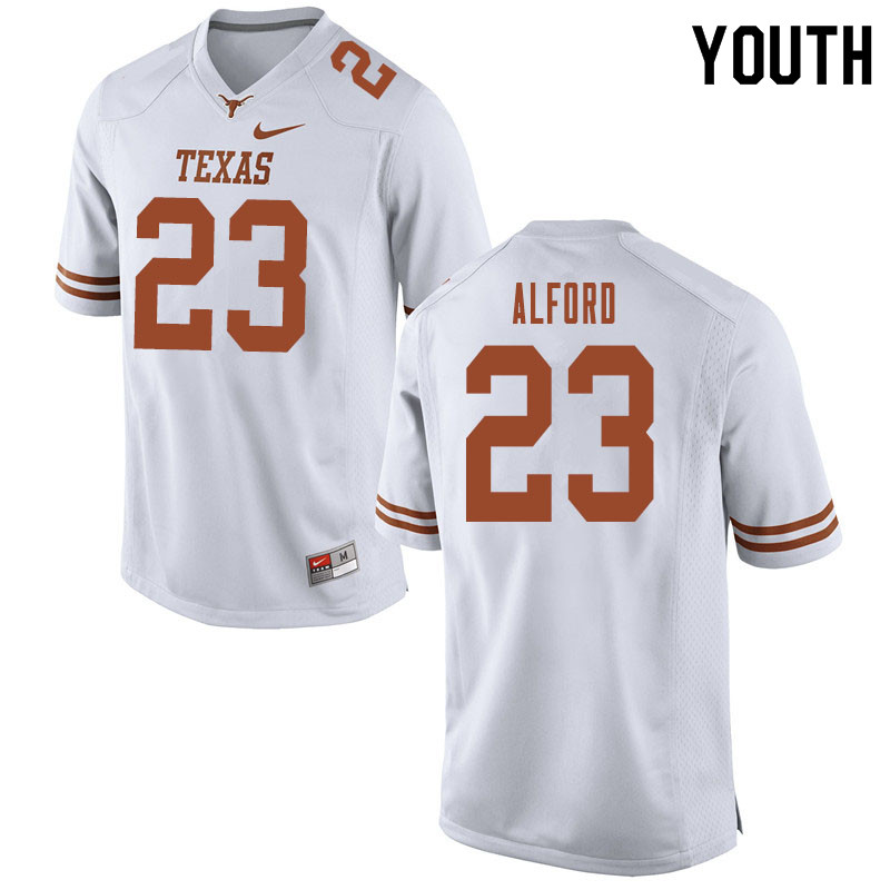 Youth #23 Xavion Alford Texas Longhorns College Football Jerseys Sale-White